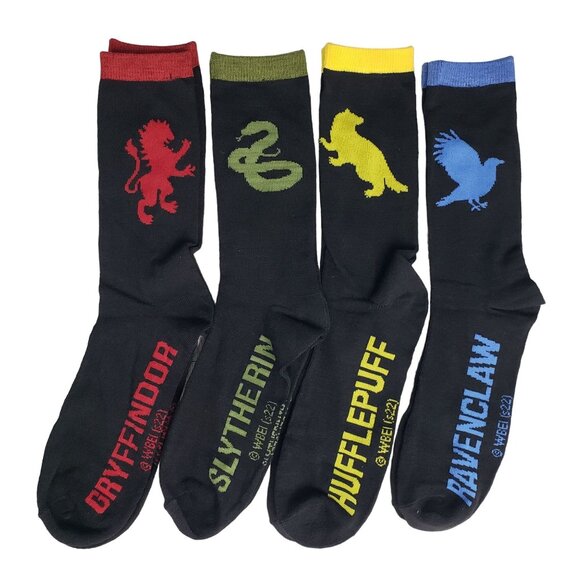 Harry Potter HYP Other - Harry Potter Crew Socks Gryffindor Slytherin Hufflepuff Ravenclaw 4-Pack Sz 6-12